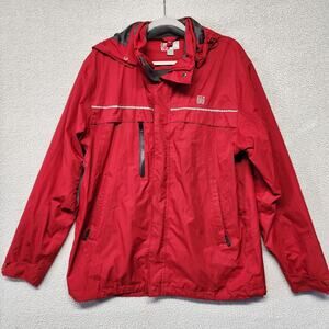 Chick-fil-A Jacket Size M Red Hooded Rain Lined Employee Uniform Oobe Team Style